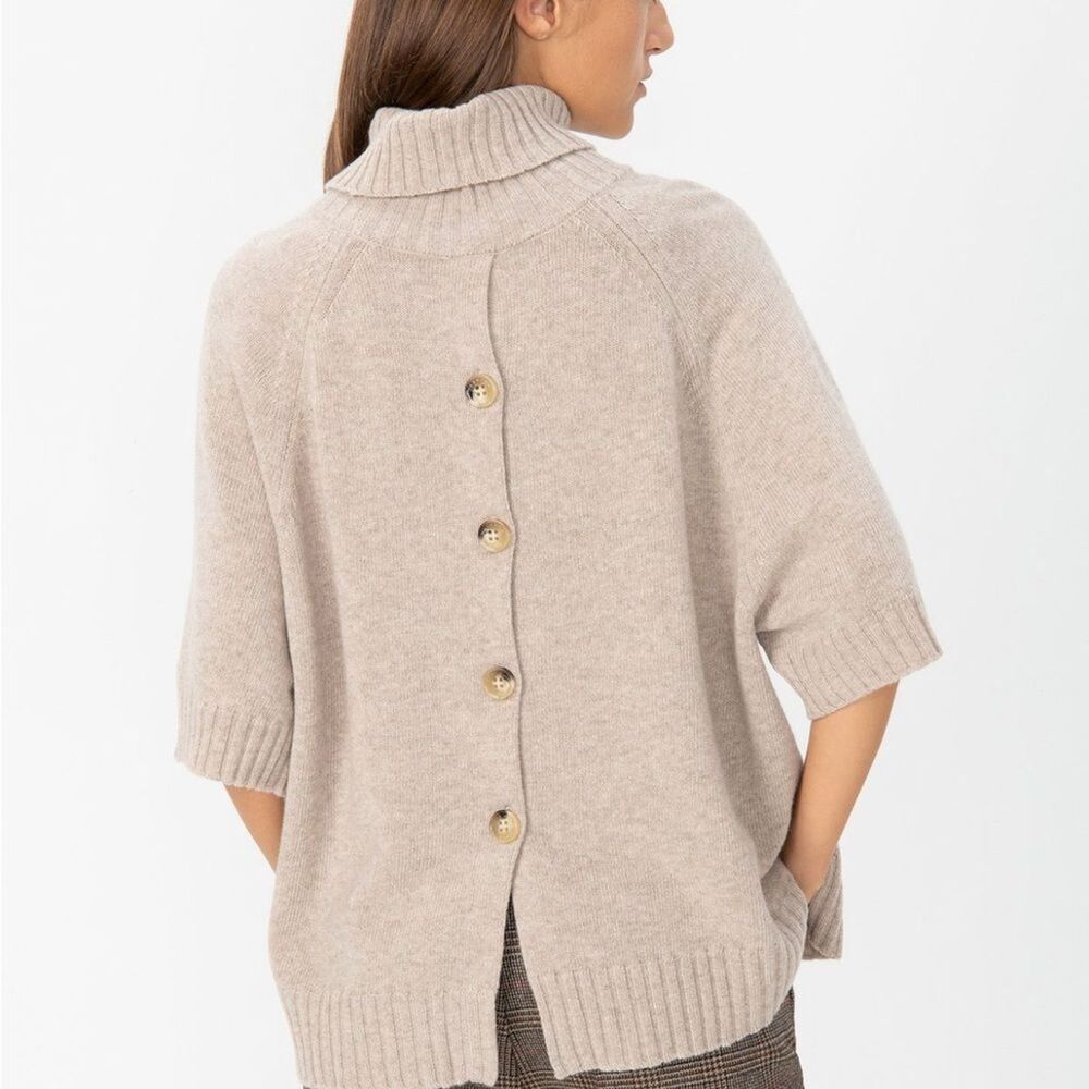EUC Max Mara MaxMara Weekend Virgin Wool beige oversized short sleeve Sweater S - Picture 1 of 12